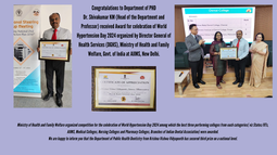 Felicitation ceremony for winner of World Hypertension Day 2024